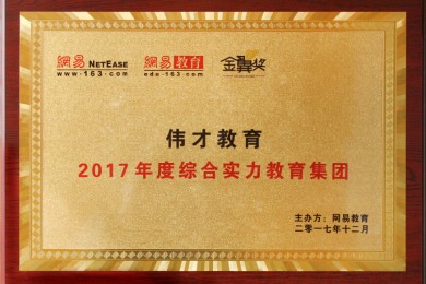 再获嘉奖！伟才教育荣获网易教育金翼奖“2017年度综合实力教育集团”